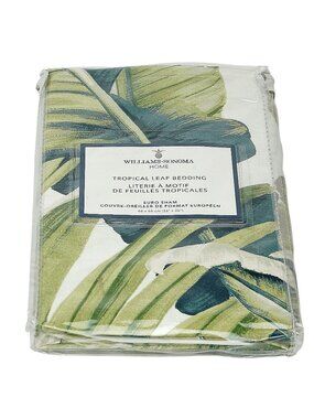 WILLIAMS SONOMA Euro Sham Tropical Leaf 100% Cotton Sateen Pillow Cover NWT